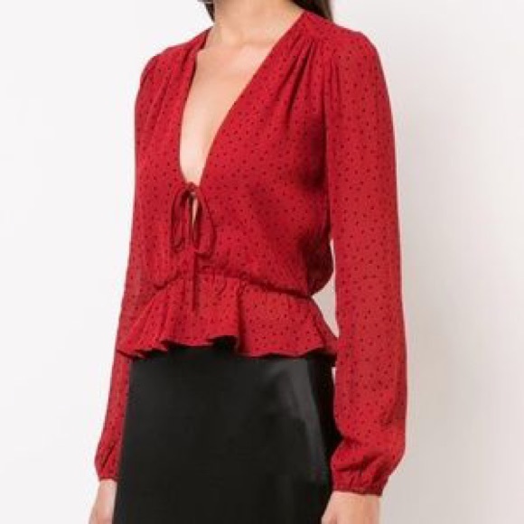 Reformation red polka dot blouse - Picture 4 of 7